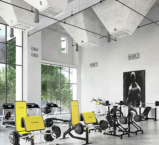 Clean gym with workout equipment