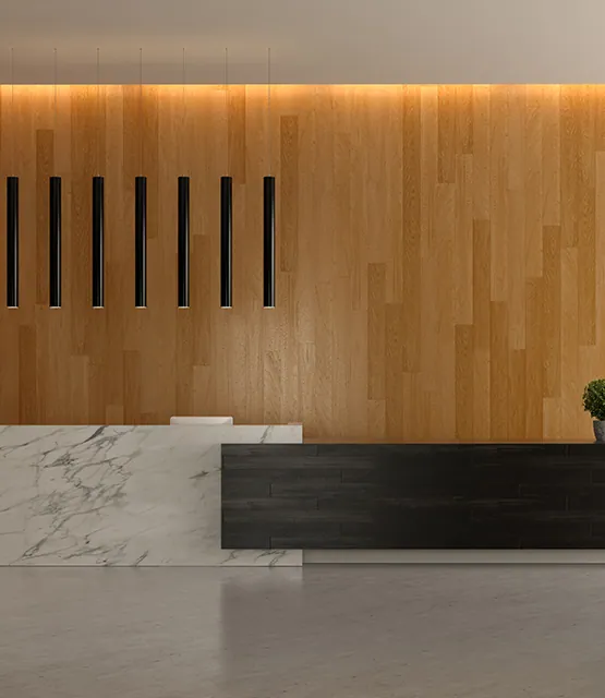 Clean apartment building lobby