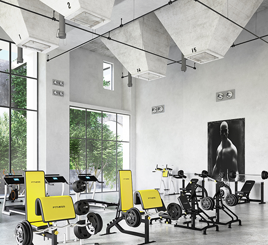 Clean gym with workout equipment